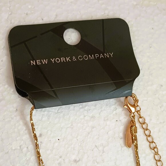 NY & Co Multi Strand Beaded Necklace 24" Layered Gold Green & Brown Tones - Picture 9 of 9